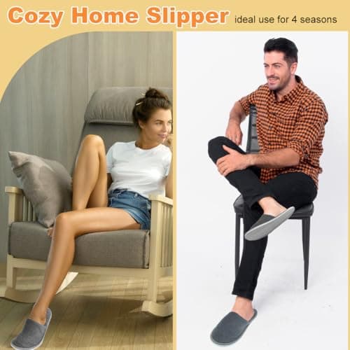 Cosysparks Portable Travel Slippers, Non-Disposable Hotel Slippers Reusable Spa Flight Anti-Slip Indoor House (Starry Sky Grey, UK Footwear Size System, Adult, Women, Alpha, Medium, One Size) — view 3