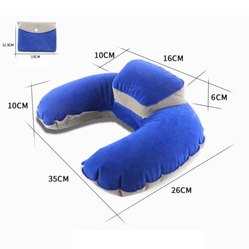 ERINGOGO U Shaped Inflatable Head Neck Cushion for Travel Outdoor Use Green — view 2