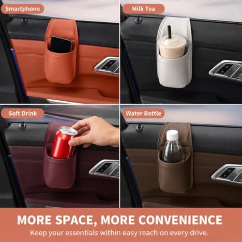 Car Door Storage Pocket, Car Door Cup Holder (Orange) — view 6