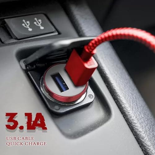 SDMAX Metal Dual USB Car Charger 3.1A, USB Cable, Quick Charge, Premium High Speed, Compact Design, Rapid Charge, Power Protection, Compatible With Tablets And Smartphones (Red) — view 3