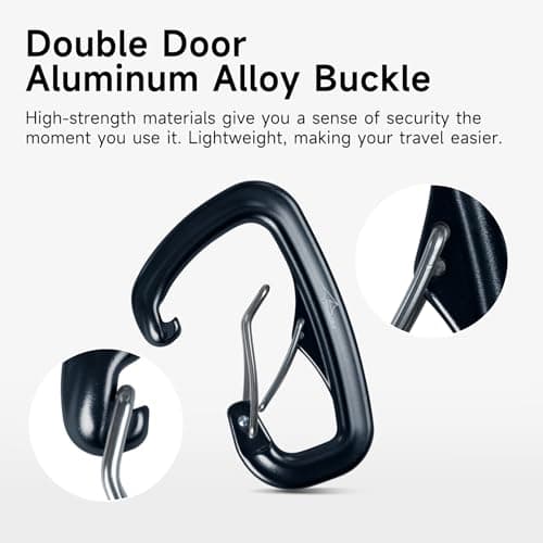 Travel Bird Heavy Duty Carabiner Clip Hook 8KN, Ultra-Light Aluminum Caribeaners with Double Door D-Shape, for Hammock, Camping, Hiking, Backpacking, Dog Leash, Keychain Clip — view 4