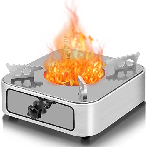 ATPWONZ Camper Stove,Solid Fuel Camping Stove,Portable Camping Stove, Adjustable Firepower Drawer Camping Cooking Stove Burner Stove for Barbecue Hotpot Picnic Outdoors Cooking, Silver
