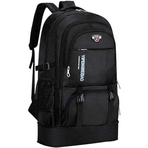 Wesoke 65L Hiking Backpack Expandable Travel Hiking Daypacks, Large Camping Backpack for Men Women, Foldable Lightweight Outdoor Sport Backpacking Backpack for Climbing Touringr, Black