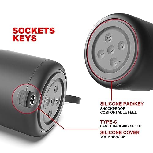 STFMHEZ Portable Wireless Bluetooth Speaker, Mini Bluetooth 5.0 Speakers Outdoor Speaker with HD Stereo HiFi Bass, 1200mAh Battery, 24 Hour Playtime, IPX4 Waterproof Speaker for Shower, Travel, Sport — view 4