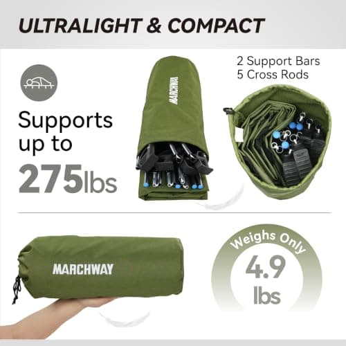 MARCHWAY Ultralight Folding Tent Camping Cot Bed, Portable Compact for Outdoor Travel, Base Camp, Hiking, Mountaineering, Lightweight Backpacking (Army Green) — view 6