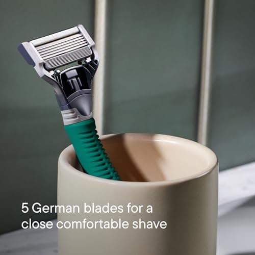 Harry’s Original Razors for Men, 5-Blade Razor Set – 1 Green Handle, 5 Razor Blade Refills, 60ml Shave Gel, Travel Blade Cover — view 3