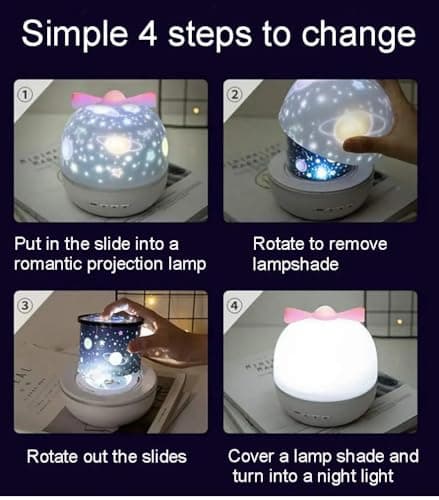 Starry Sky Projector Lamp, 360° Rotating, 6 Different Projection Films LED Night Light, USB Cable, Bedroom Decoration Star Light Projector for Birthdays, Partie,Christmas Gifts — view 5