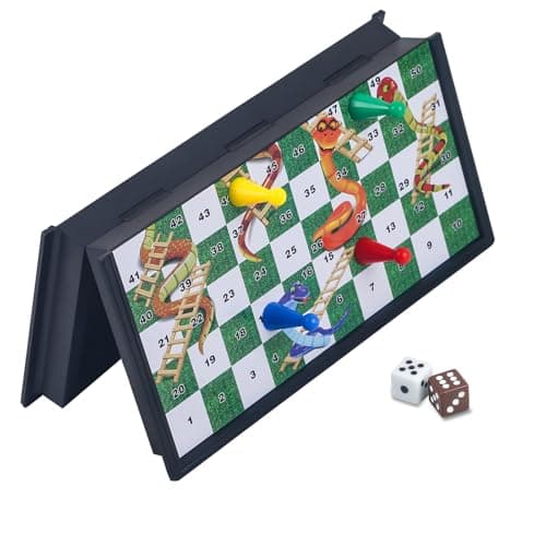 KOKOSUN Snakes and Ladders Travel Game - 20 Centimeters, Mini Magnetic Classic Strategy Board Game Set, Family Fun Game/Gift for Kids and adults — view 2