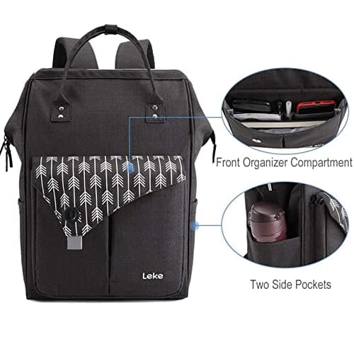 Lekesky Laptop Backpack 15.6 Inch Laptop Rucksack Bag for Womens Backpack for Work Business Travel School College, Black — view 5