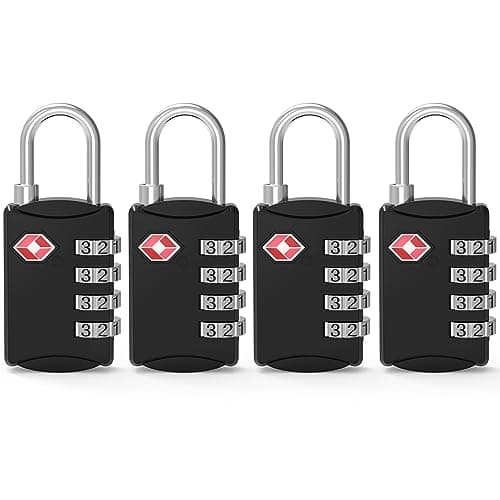 Diyife TSA Luggage Locks, [Updated Version][4 Packs] 4-Digit Security Padlock, Combination Padlocks, Code Lock for Travel Suitcases Luggage Bag Case etc. Black