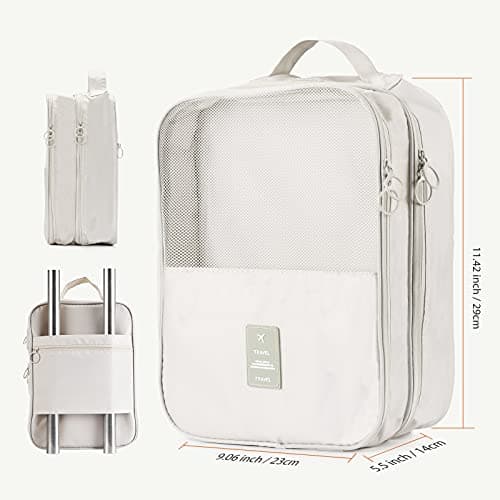 Hezelf Shoe Bag Holds 3 Pair of Shoes, Portable Shoe Storage Pouch for Travel and Daily Use, Travel Suitcase Shoe Organizer,Travel Accessories Essentials, Waterproof, Beige-L, Travel and Daily Use — view 2
