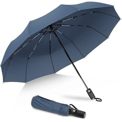 ZOMAKE Compact Umbrella Windproof,Travel Small Umbrella (46in-Grey Blue)