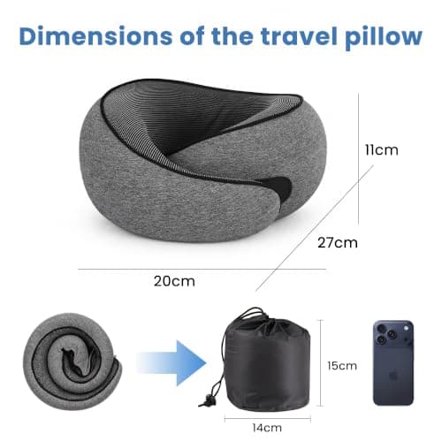Daitore Travel Pillow Memory Foam 360°Neck Support Pillows Removable Breathable Neck Pillow Airplane with Storage Bag for Car Flight Sleep Train Travel Essentials — view 6