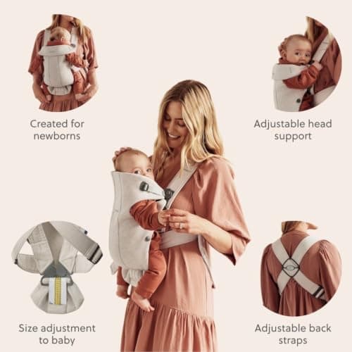 BabyBjörn Baby Carrier Mini, 3D Jersey, Light Beige, Infant Carrier for Newborns (0-12 Months), Soft, Ergonomic and Easy to Use — view 3