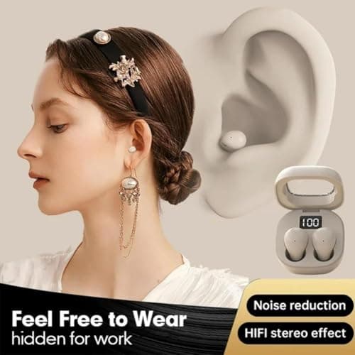Invisible Sleep Earbuds, Wireless Earphone Noise Cancelling Sleeping Headphones, Comfortable Micro Earbuds, Mini Wireless Earphones for Work, Travel and Side Sleeping Sleeper (Beige) — view 4