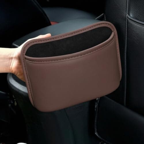 Baoblaze Car Door Organizer Featuring Trash Can Storage Box and Built in Cup Holder Leather Fleece Material Suitable for Vehicles Road Trips Commute, Large/Brown, Brown, Large — view 3