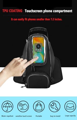 YSNFDN Motorcycle Tank Bag for Harley Davidson Softail Breakout 2013-2024, Waterproof Magnetic & Strap-On Motorcycle Fuel Tank Bag with Multi-Compartment Storage for Touring & Commuting,B — view 3
