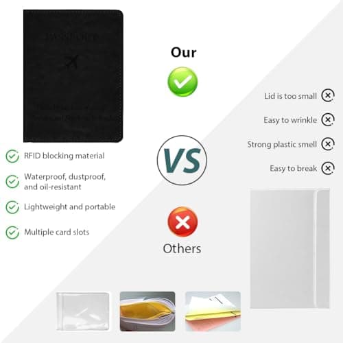 OFFCUP Passport Holder Cover, PU Leather RFID Blocking Passport Cover — view 5