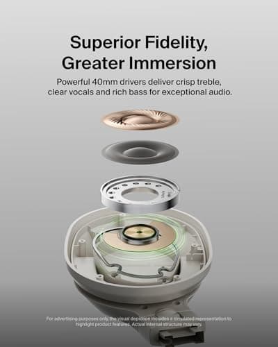 Belkin SoundForm Surround Bluetooth Over-Ear Headphones, Environmental Noise Cancelling Headphones, Wireless with 60H Playtime and Soft Ear Cups for iPhone, Galaxy, iPad, Travel, Home or Office, Sand — view 4