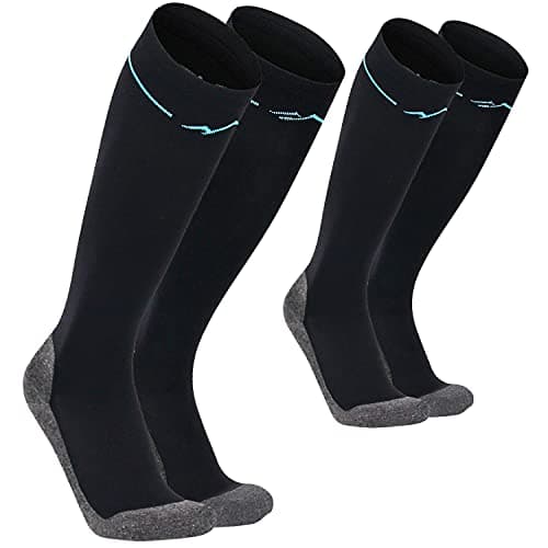 gipfelsport Compression Stockings for Men and Women - Support Stockings, Compression Socks, Thrombosis Stockings for Sports, Jogging, Running, Pregnancy and Flight, Black (2 x pair set), 36-38
