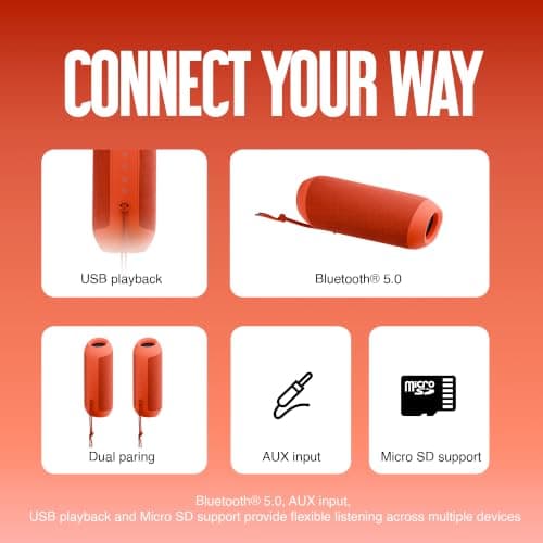 Juice BoomGO Bluetooth Speaker. Wireless Speakers with Bluetooth, 360 Sound and 3 x 2W Speakers. Splashproof, Durable Portable Speaker, Compatible with MP3, Tablet & Mobile Devices - Red — view 6