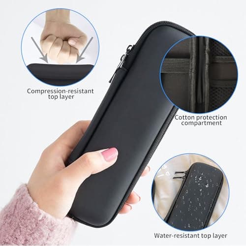 Small Pencil Case Slim, Black Hard Shell Pen Case Pouch — view 4