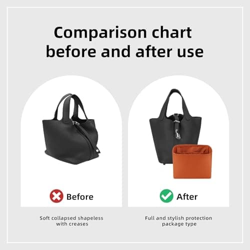DGAZ Silk Purse Organizer Fits picotin18/22Bags, Silky Smooth, Luxury Handbag Tote in Women Bag Shapers (Feu Orange, PC22) — view 5