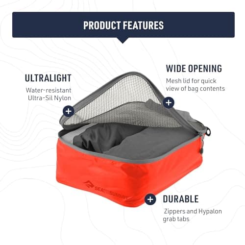 SEA TO SUMMIT - Garment Mesh Bag S - Water-Resistant Ultra-Lightweight Packing Cube - Ultra-Sil Nylon - Durable Zips & Grab Tags - For Travel - Spicy Orange - 25 x 19 x 9cm - 60g — view 4