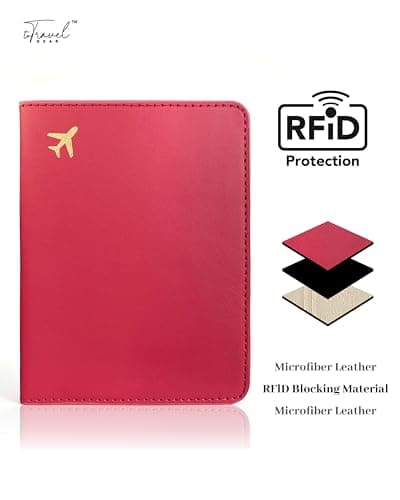 toTravelGear Passport Holder for Travel Essentials,RFID Blocking Passport Cover Case for Travel Accessories,Travel Wallet for Women Men, Wine Red, 5.5 x 4 inches, Compact, Minimalist — view 2