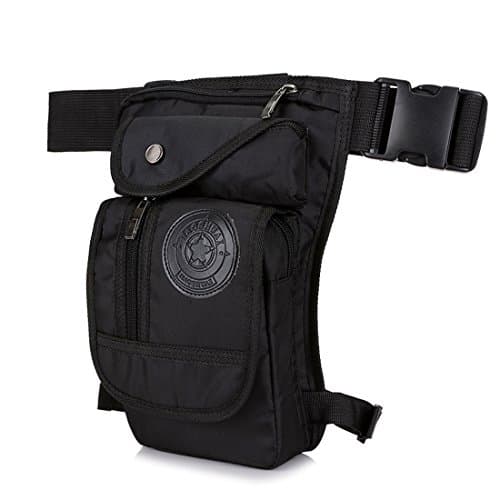 Xieben Nylon Drop Leg Bag for Men Women Motorcycle Bike Hip Bum Belt Waist Fanny Pack Travel Outdoor Camping Tactical Hiking Cycling Crossbody Shoulder Pouch Black
