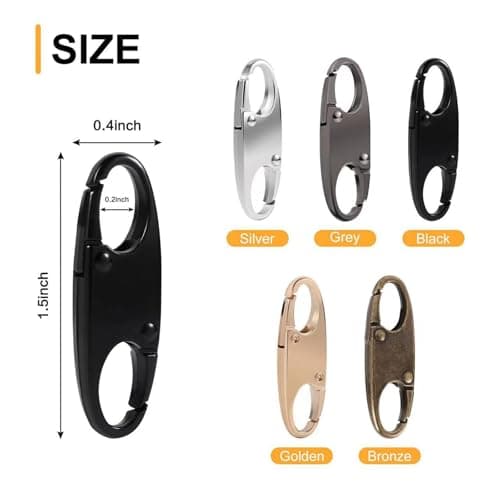 10-Pack Dual-Headed Zipper Lock Clips, 5 Colors (Gold, Silver, Gun Black, Bronze, Black), Anti-Theft Security Locks for Backpacks, Luggage, Bags & Suitcases, Wallet — view 4