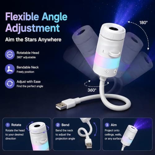 ZCMLED Galaxy Projector Night Light, 2 in1 USB Portable Star Projector — view 6