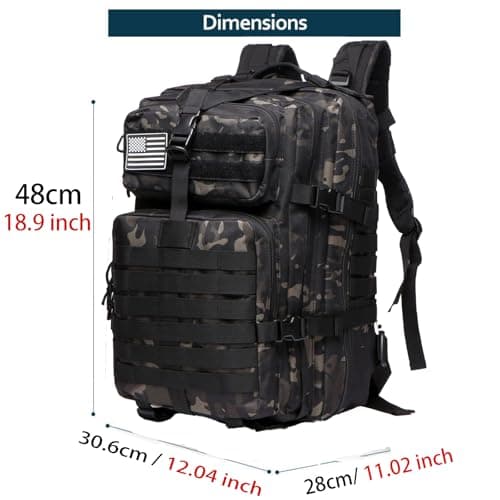 Thuram 50L Durable Nylon Waterproof Fishing Hunting Backpack Outdoor Military Rucksacks Tactical Sports Camping Hiking Bags (Camo Black) — view 4