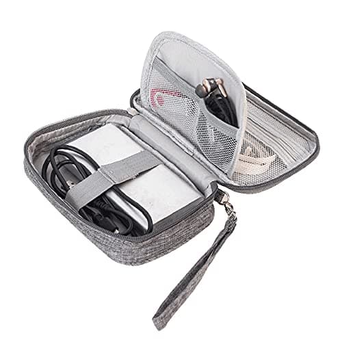 Small Electronic Accessories Organizer, Handhled Acopton Universal Compact Travel Digital Accessories Storage Bag for Portable Charger, Cables, Earphone, Cord, SD Card, Phone (Gray) — view 2