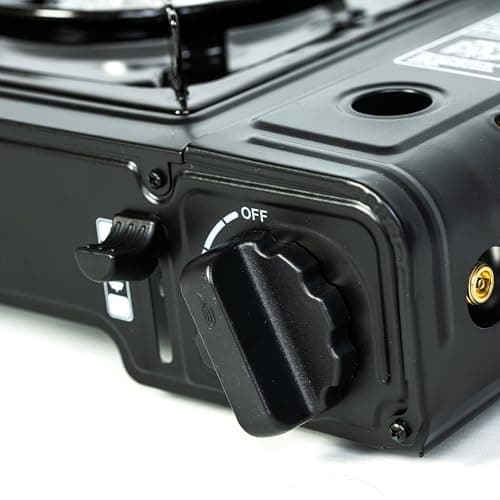 Top Home Solutions® Camping Stove - Portable Gas Stove Black With Carry Case & 4 Butane Gas Canisters, Heat Control, EN417 Compliant, Auto Ignition, Camping Cooker for Picnic, Garden & Outdoor — view 4