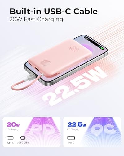 10000mAh Portable Charger QC 22.5W Fast Charging with Built-in Cables — view 3