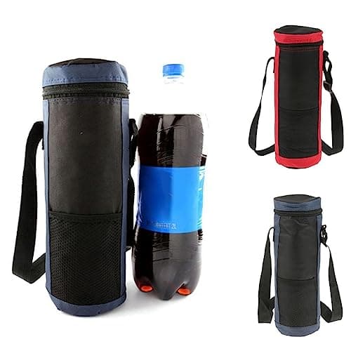 P Prettyia 2L Insulated Bottle Drink Wine Carrier Tote Bag Travel Picnic Cooler with Strap - Blue — view 6