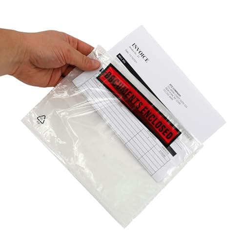 SEB Enterprises 100 x A5 Printed Document Wallets (225 x 165mm), Waterproof A5 Plastic Wallets Printed with Documents Enclosed for Invoices, Labels, Delivery Notes and Packing Lists — view 3