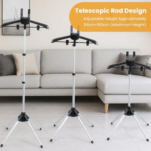 SUNNYNEST 2PC Black Folding Garment Steamer Stand Adjustable Aluminum Rack — view 3