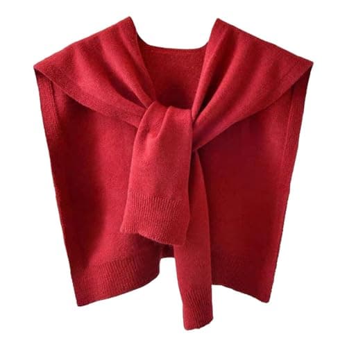 Triangle Scarf For Women Winter Knit Sweater Shawl Wraps for Women Trendy Knotted Knitted Shoulder Wrap Soft Comfy Tie Front Scarf Autumn Winter Casual Work Office Travel Decor Knit Shawls Wine