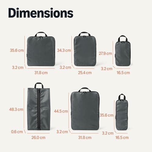 Amazon Essentials Ultralight Compression Packing Cubes, Recycled Fabric, 2 Zippers, 6-Pack, Grey, for Suitcases or Backpacks — view 5