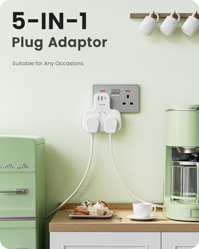 LENCENT Double Plug Adaptor with 1 USB C and 2 USB Ports, Surge Protected — view 2