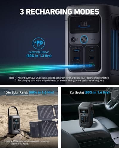 Anker SOLIX C200 DC, 192Wh 200W DC Power Bank, Portable Power Station — view 6