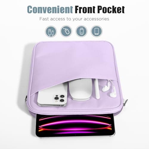 TiMOVO 13 Inch Tablet Sleeve with Pocket, Purple Lavender — view 6