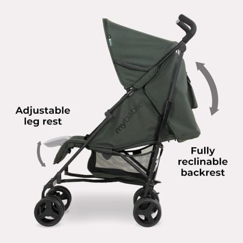My Babiie MB01 Stroller - from Birth to 4 Years (22kg), Lightweight & Compact Umbrella Fold, Travel Buggy for Toddlers - Forest Green — view 5