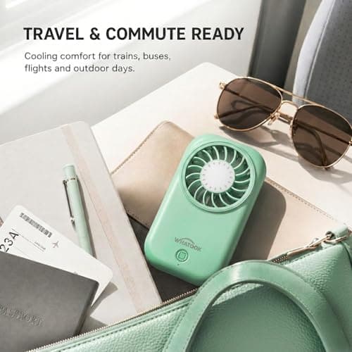 WHATOOK Mini Handheld Turbo Fan: 0.59in Ultra-Slim & 0.12lbs Light Pocket Fan, 11000 RPM Power, USB-C Rechargeable Portable Small Personal Hand Fan for Travel Essentials, Outdoor, Gift, Green — view 6
