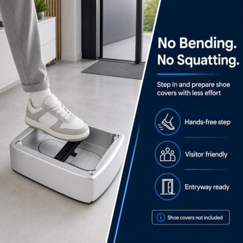 Automatic Shoe Cover Dispenser, Portable Shoe Cover Machine, Silver — view 4