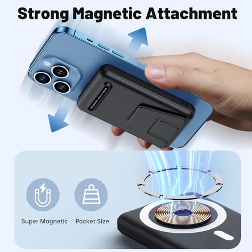 YAGOPAL Magsafe Power Bank 10000mAh Magnetic Wireless Power Bank with Foldable Stand and LED Display Portable Charger 22.5W PD Fast Charging Battery Pack For iPhone 17/16 /15/14/13/12 Mini Pro/Pro Max — view 3