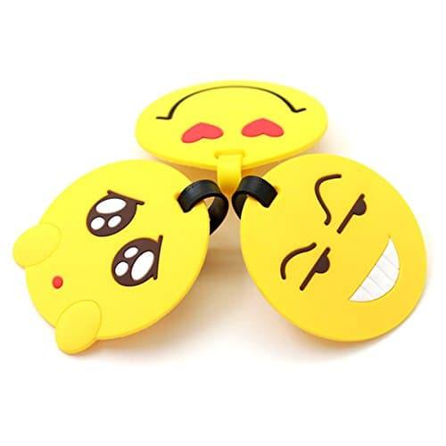 Travel Luggage Tags, Face Suitcase Travel ID Label Tags Holders, PVC Identifier Label Holders for Backpack(4 Pack Yellow) — view 3