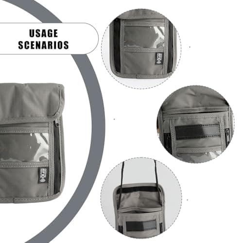 wellrun Neck Pouch,Travel Documents Holder with Adjustable Strap,RFID Blocking,Lightweight Hidden Neck Bag for Passport Cash Cards Keys(Grey) — view 3